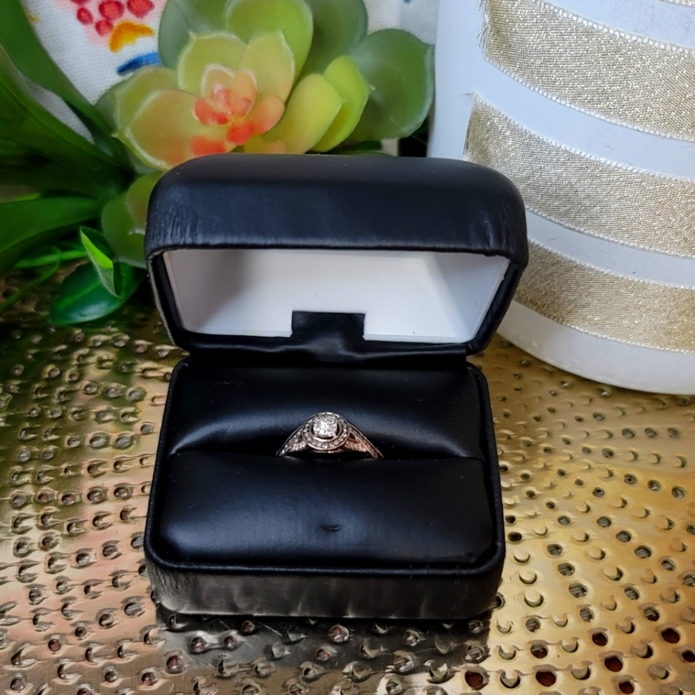 Rose Gold Champagne and Diamond Band, Size 7.